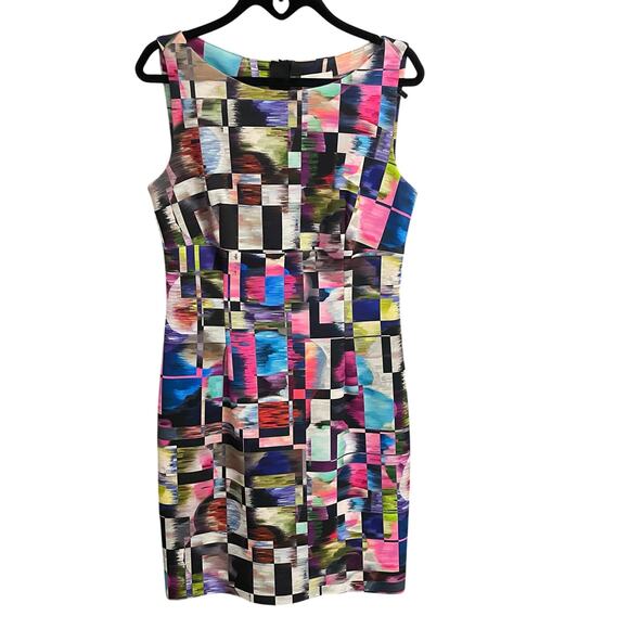 Milly Multicolor Cubist Print Sleeveless Sheath Dress Womens Size 8 - Picture 1 of 7